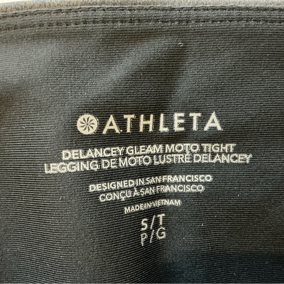 Athleta Delancey Gleam Moto Tight Women’s S Black Faux Leather Legging Ankle Zip - Picture 11 of 16